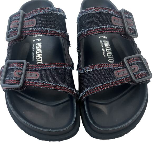 Birkenstock 1774 Arizona Denim Sandals Stone Dark Washed Sz 40 Gorpcore Slide - Picture 6 of 11